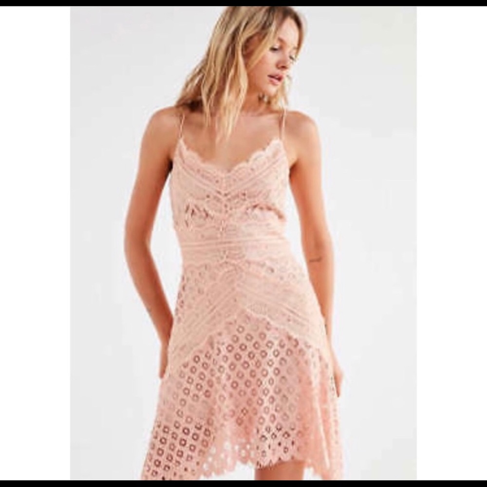Bridges Lace Mini Dress in Blush